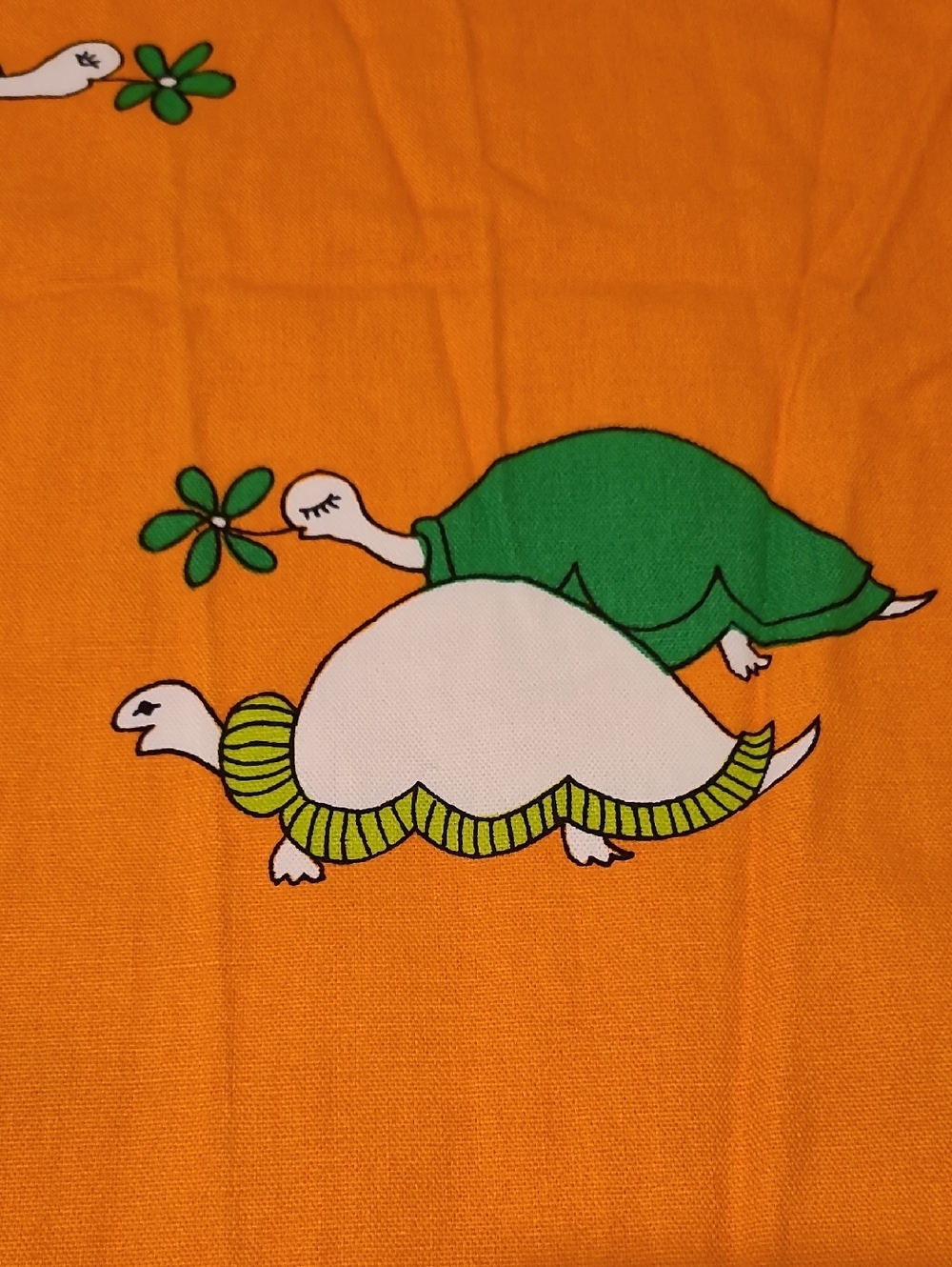 Vintage Turtle Fabric Cotton, Orange Green Thick Ameritex Co. - Picture 6 of 10